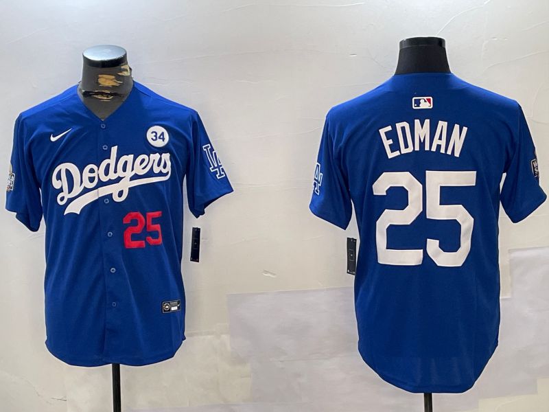 Men Los Angeles Dodgers #25 Edman Blue Game 2024 Nike MLB Jersey style 11212->los angeles dodgers->MLB Jersey